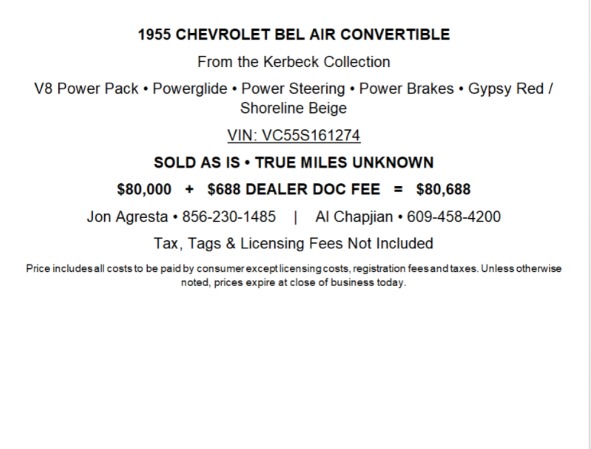 Used 1955 Chevrolet Bel Air Convertible from the Kerbeck Collection for sale $80,000 at Rolls-Royce Motor Cars Philadelphia in Palmyra NJ 08065 3