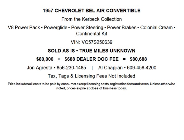 Used 1957 Chevrolet Bel Air Convertible from the Kerbeck Collection for sale $80,000 at Rolls-Royce Motor Cars Philadelphia in Palmyra NJ 08065 3